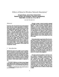 在不同仿真平臺上無線仿真建模細節對結果的影響Effects of Detail in Wireless Network Simulation