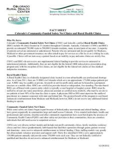 FACT SHEET Colorado&acute;s Community-Funded Safety Net Clinics and ...