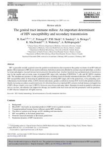The genital tract immune milieu An important determinant