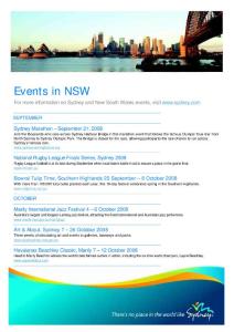 Events in Sydney & NSW 08-09
