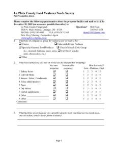 Findlay Market Kitchen Incubator Needs Survey