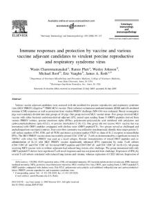 Immune responses and protection by vaccine and various