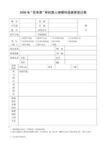 2008年花來香杯封面人物模特選拔賽登記表~