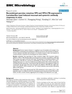 Recombinant porcine rotavirus VP4 and VP4-LTB expressed in Lactobacillus casei induced mucosal and systemic antibody responses in mice.