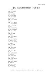 2012年內地TOP100最熱門電影推薦列表 2