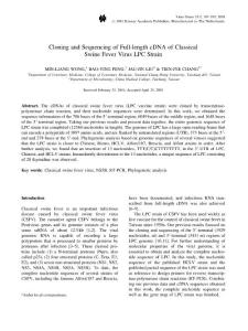cloning and sequencing of full-length cdna of classical swine fever virus lpc strain