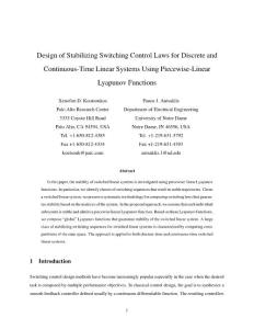 Design of Stabilizing Switching Control Laws for Discrete and Continuous-Time Linear Systems Using Piecewise-Linear Lyapunov Functions-IJC02