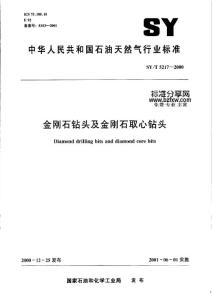 SYT 5217-2000 金剛石鉆頭及金剛石取心鉆頭-石油天然氣行業標準、國標規范