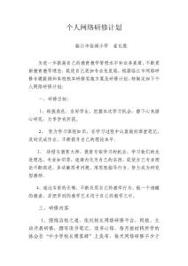 个人网络研修计划【崔长胜】