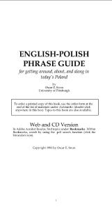 波兰语句法指南 ENGLISH-POLISH Phrase Guide