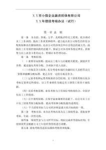 小微企业融资担保公司绩效考核办法