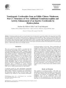 Neuritogenic cerebrosides from an edible chinese mushroom. Part 2- structures of two additional termitomycesphins and activity enhancement of an inactive cerebroside by hydroxylation