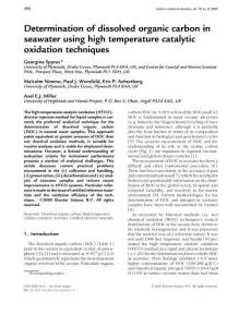 Determination of dissolvedorganiccarbon in seawater using high temperature catalytic oxidation techniques