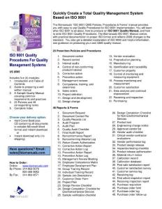 ISO 9001 Quality Procedures For Quality Management Systems