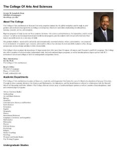 The College Of Arts And Sciences