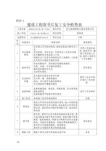 春节后复工安全检查表