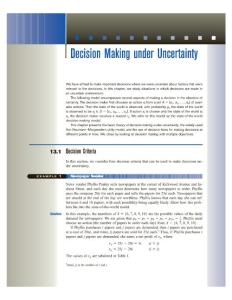 13 Decision Making under Uncertainty