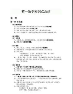 初一数学知识点总结