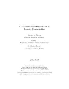 A mathematical introduction to robotic manipulation