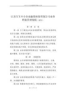 中小企业融资担保有限公司业务档案管理制度