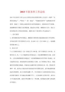 2013年医务科工作总1