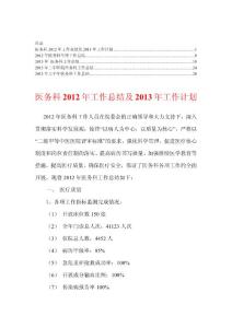 2013年医务科工作总结