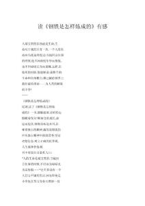 讀《鋼鐵是怎樣煉成的》有感