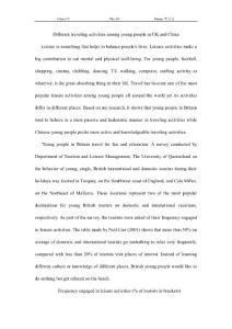 Different traveling activities among young people in UK and China