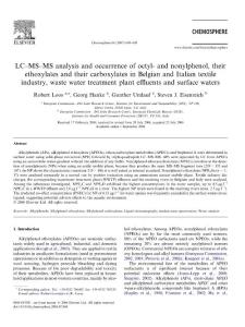 LC–MS–MS analysis and occurrence of octyl- and nonylphenol, their ethoxylates and their carboxylates in Belgian and Italian textile industry, waste water treatment plant effluents and surface waters