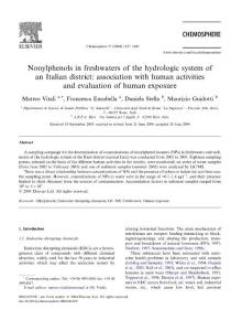 Nonylphenols in freshwaters of the hydrologic system of an Italian district  association with human activities and evaluation of human exposure