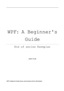 WPF - A Beginner´s Guide - End of series Exemplar