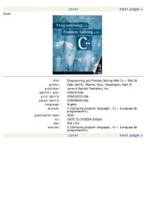 Programming and Problem Solving with C++