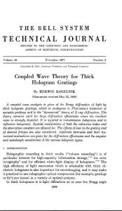 Coupled wave theory for thick hologram gratings