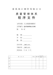 6.2-201人力資源控制程序—封面