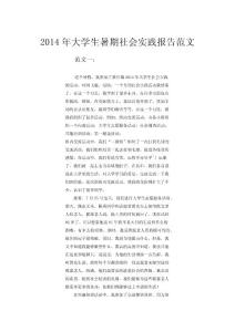 2014年大學(xué)生暑期社會(huì)實(shí)踐報(bào)告范文
