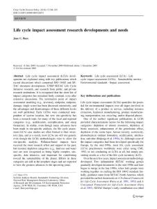 lcia research development and needs