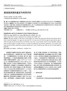 甜高梁資源的鑒定與利用評(píng)價(jià)
