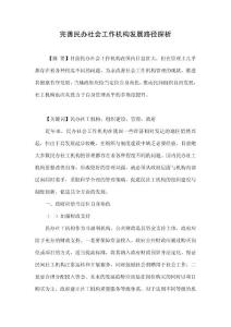 完善民辦社會工作機構發展路徑探析