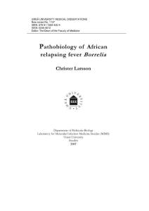 Pathobiology of African relapsing fever Borrelia ：非洲回归热疏病理学