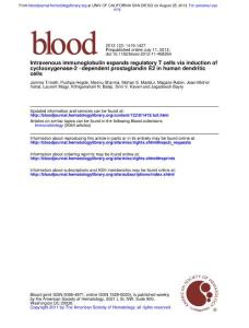 Intravenous immunoglobulin expands regulatory T cells via induction of cyclooxygenase-2–dependent prostaglandin E2 in human dendritic cells