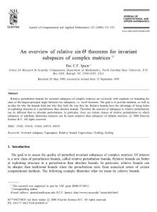 An overview of relative sin theorems for invariant subspaces of complex matrices